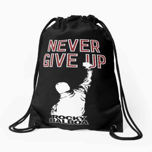 Never Give Up! Boxing, sports spirit. Motivation for sport, business and life. Drawstring Bag