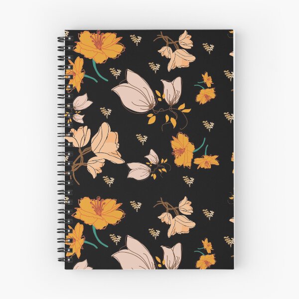 Item preview, black/orange floral foliage designed and sold by azurebleu.