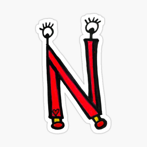 N is for Now: Letter N Alien Robot Sticker