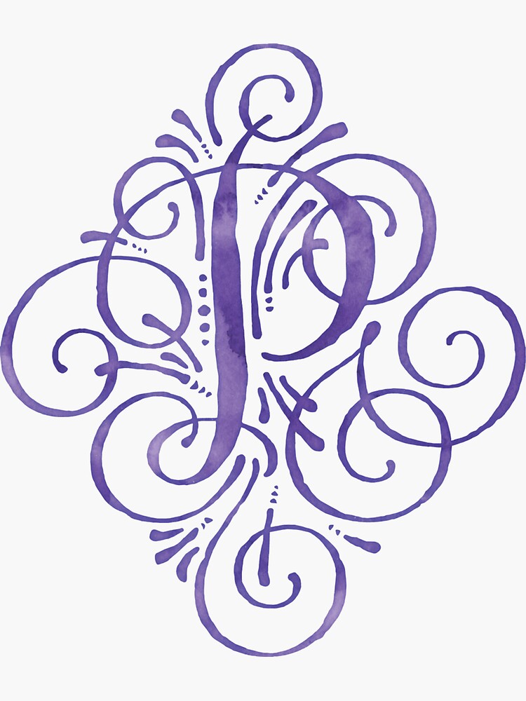 "Monogram Watercolor Purple P" Sticker for Sale by Redbubble