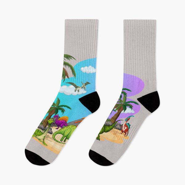 Item preview, Dinosaurs at erupting volcano tropical landscape designed and sold by mashmosh.
