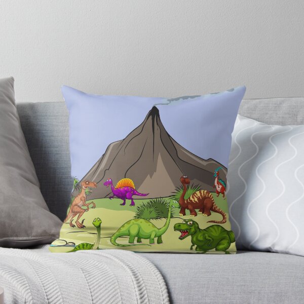 Item preview, cartoon Dinosaurs in nature scene with erupting volcano designed and sold by mashmosh.