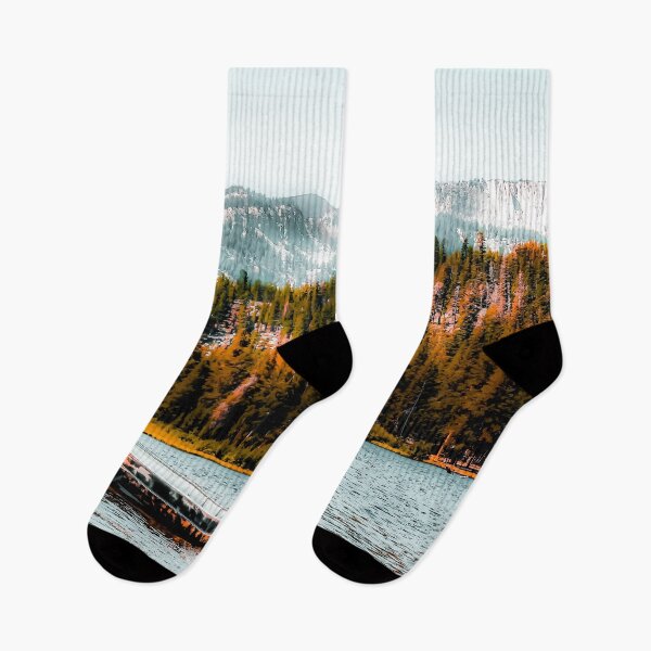 Item preview, boat on the lake with pine tree and mountain background at Mammoth Lakes, California, USA designed and sold by Mrvell.