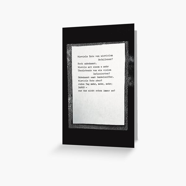 Wieviele Tote ... Gedicht 4 - Lockdown, ein C-Movie Grußkarte