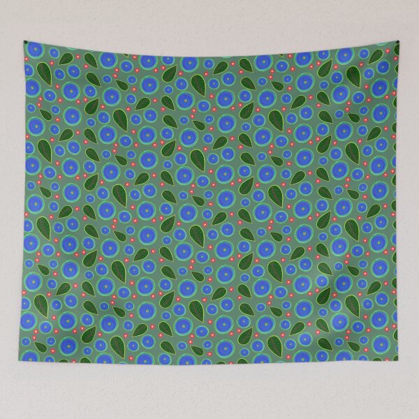Item preview, blue flower print designed and sold by redstitchlab.