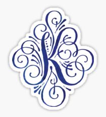 Monogram Watercolor Calligraphy Letter K Sticker