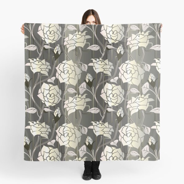 Floral Design 0019 - charcoal Scarf