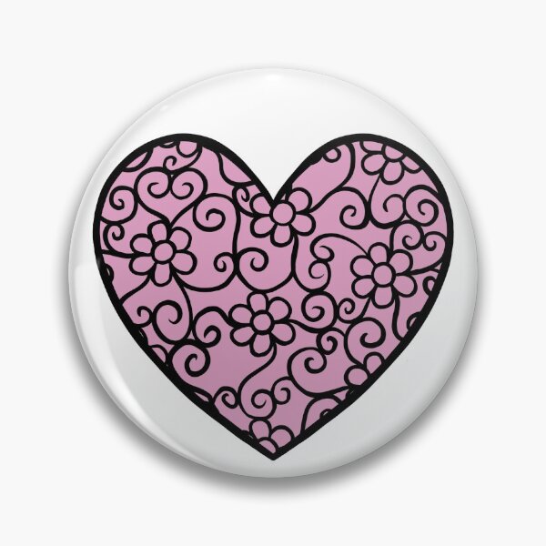 Item preview, Dark Pink Heart with flower pattern designed and sold by muffinstandd.