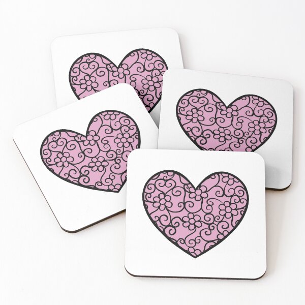 Item preview, Dark Pink Heart with flower pattern designed and sold by muffinstandd.