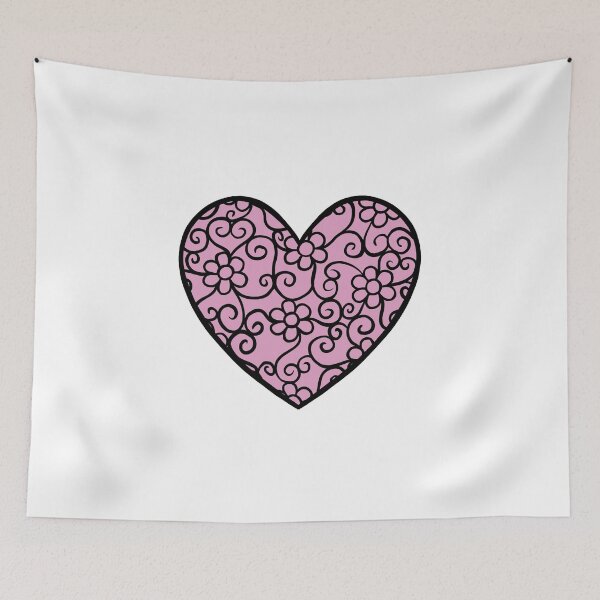 Item preview, Dark Pink Heart with flower pattern designed and sold by muffinstandd.