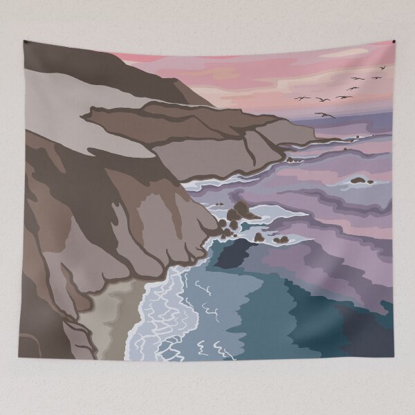 Item preview, Sunrise Hill Ocean Simple Landscape Digital Illustration designed and sold by AlmightyClaire.