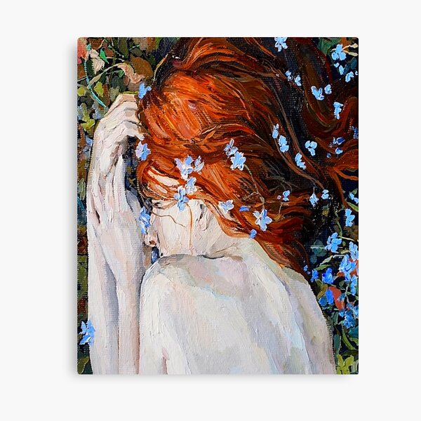 print Oil colour women with floor Canvas Print