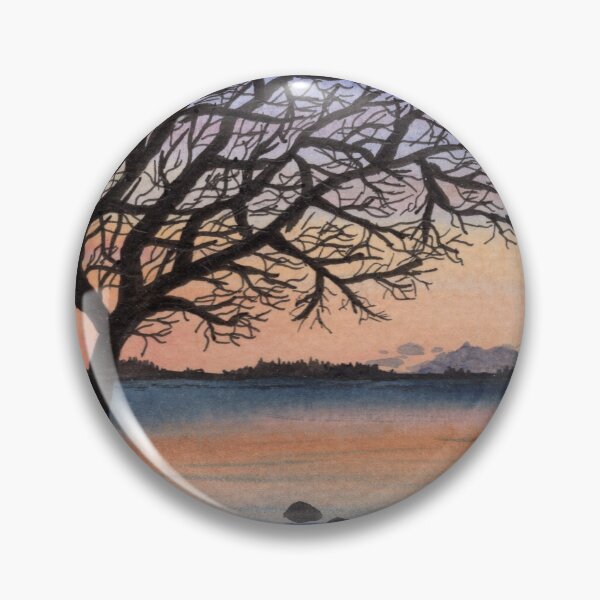 Item preview, Watercolor painting of sunset tree lake designed and sold by sabine84.