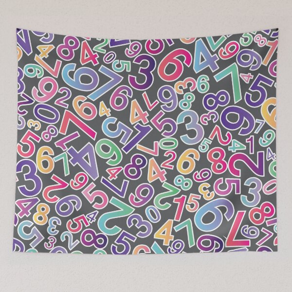 Item preview, Seamless background with colored numbers on black designed and sold by mashmosh.