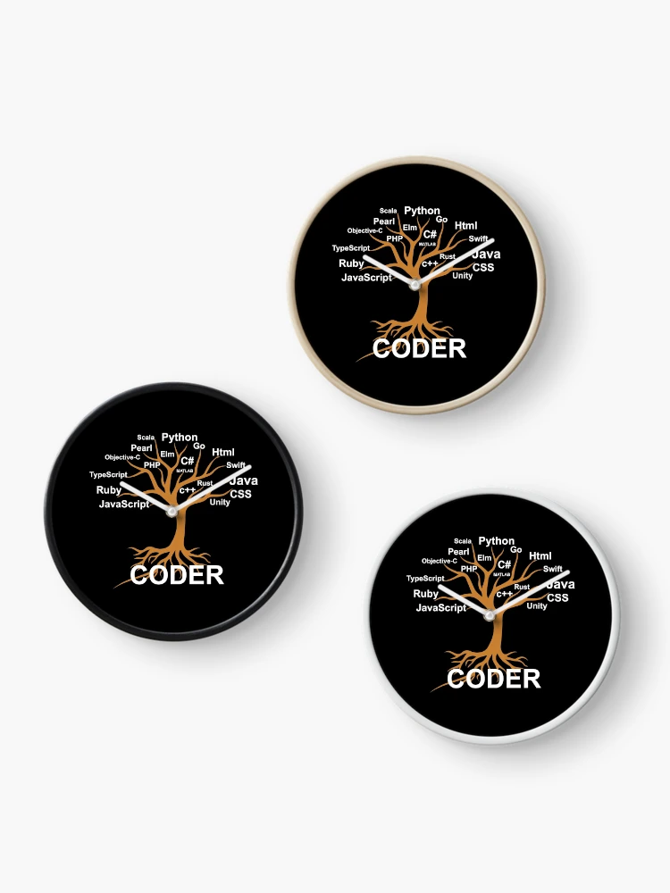 Thumbnail 3 of 4, Clock, Coder / Programmer Tree designed and sold by clubtee.