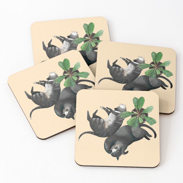 Item preview,  Two cats lie with a plant | llustration | cats | picnic | plant | kittens | Yin Yang designed and sold by Svetukhina.