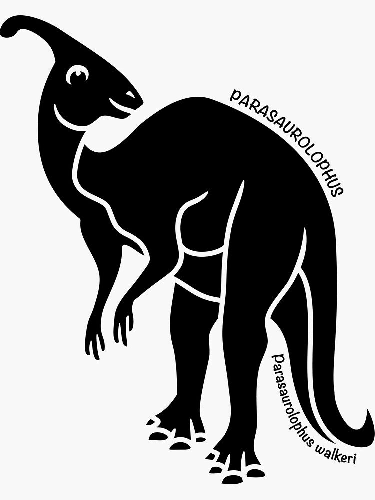Parasaurolophus Dinosaur Silhouette with Name Artwork by BOLD-Australia