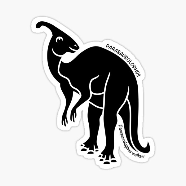 Parasaurolophus Dinosaur Silhouette with Name Artwork Sticker