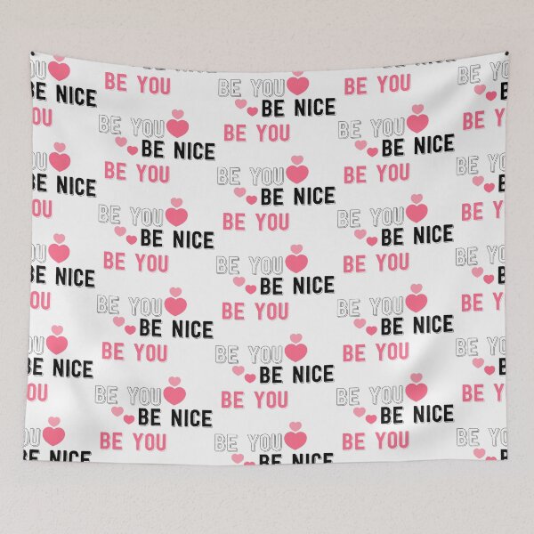 Item preview, Decorative pattern with hearts and text be you and be nice designed and sold by Victoria Riabov.