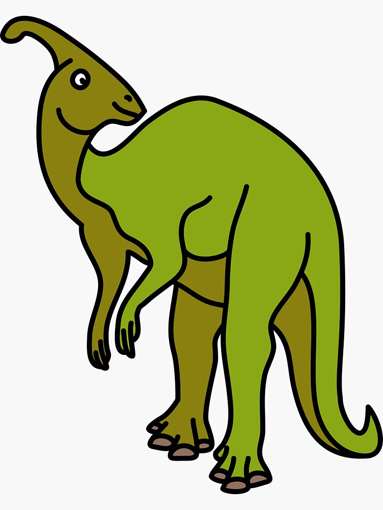 Parasaurolophus Dinosaur Coloured with Name Artwork by BOLD-Australia