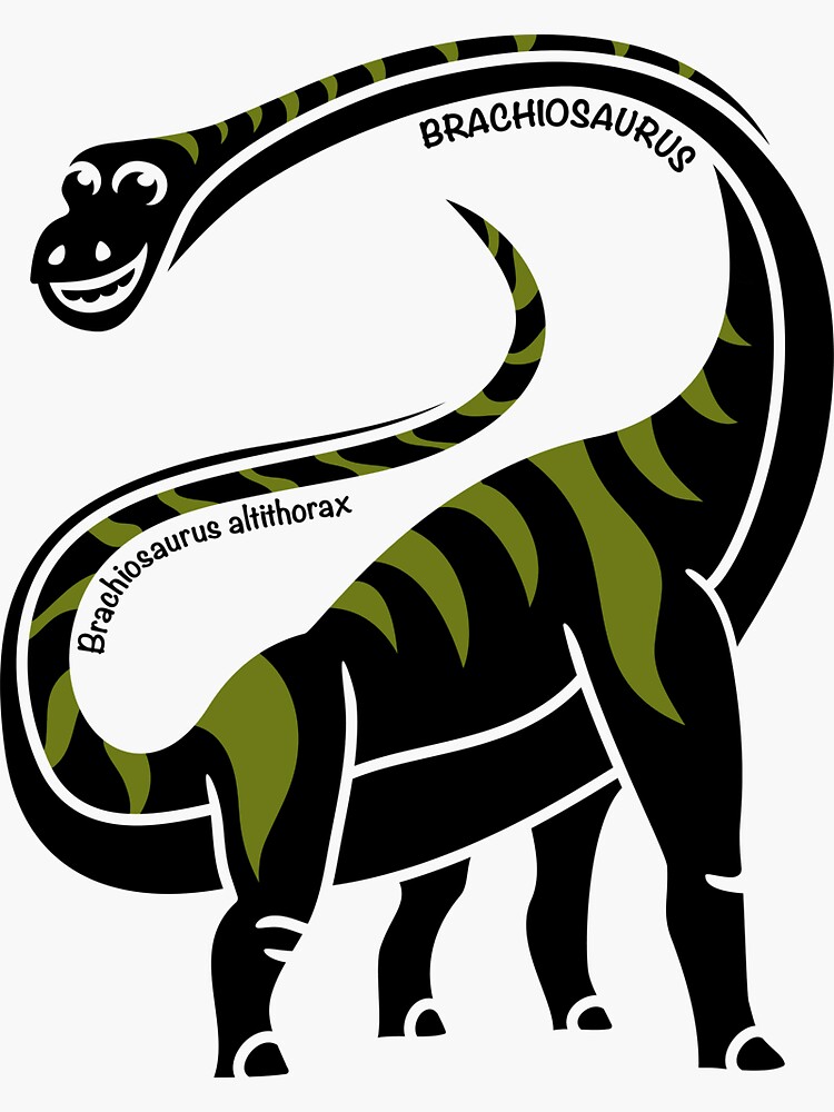 Brachiosaurus Dinosaur Green Silhouette with Name Artwork by BOLD-Australia