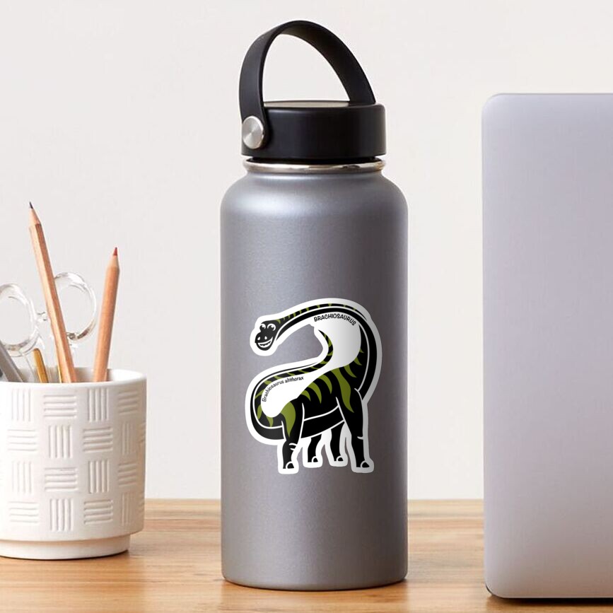 Brachiosaurus Dinosaur Green Silhouette with Name Artwork Sticker