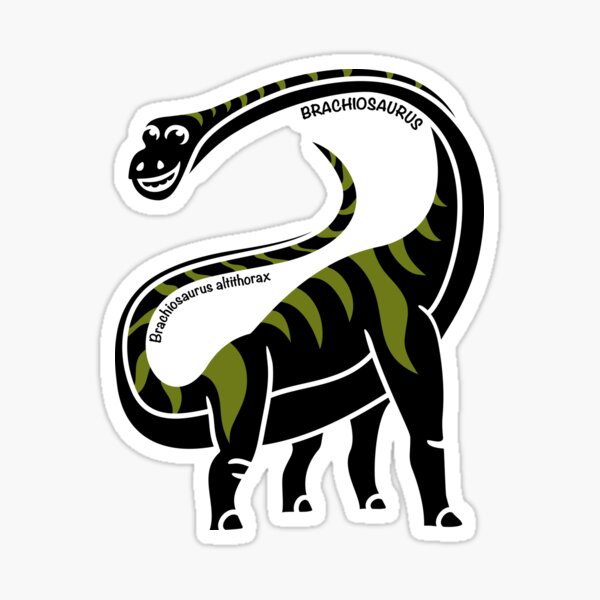 Brachiosaurus Dinosaur Green Silhouette with Name Artwork Sticker