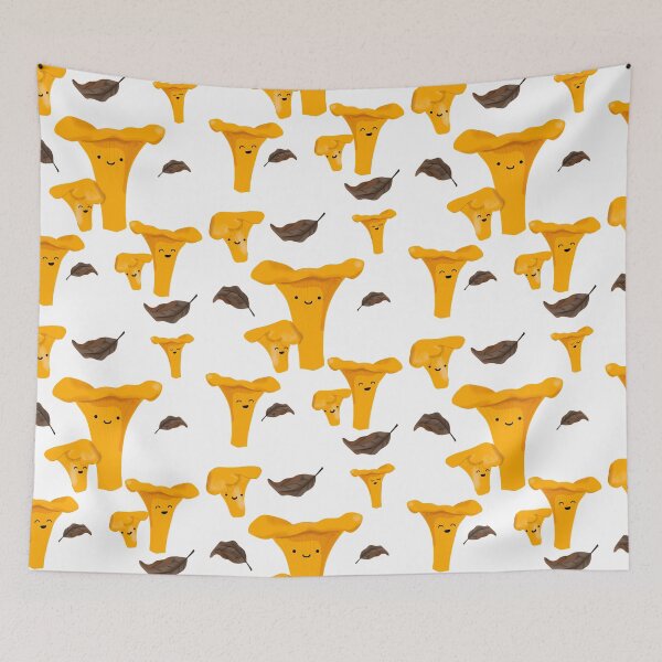 Item preview, Cute happy chanterelle mushrooms designed and sold by tingbysanna.