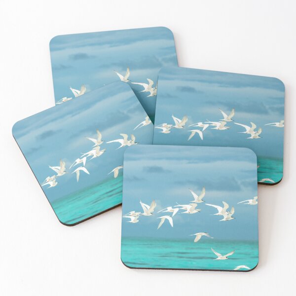 Item preview, Flock of White Seagulls Flying over Turquoise Water designed and sold by cgroenewald.