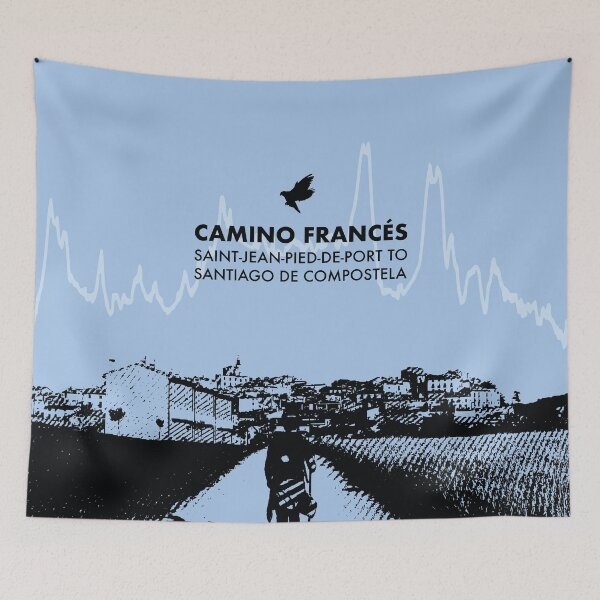 Item preview, Camino De Santiago Francés Elevation Art - Blue designed and sold by PilgrimageShop.