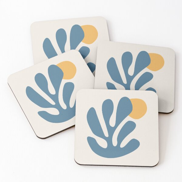Henri Matisse Flower. Paper Decoupes Art Yellow, Matisse Cutout's Coasters (Set of 4)