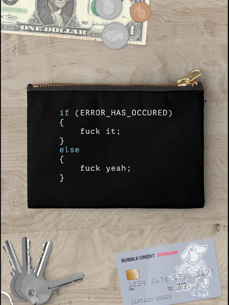 Thumbnail 3 of 4, Zipper Pouch, Programmer Error Code designed and sold by BeRudeShop.