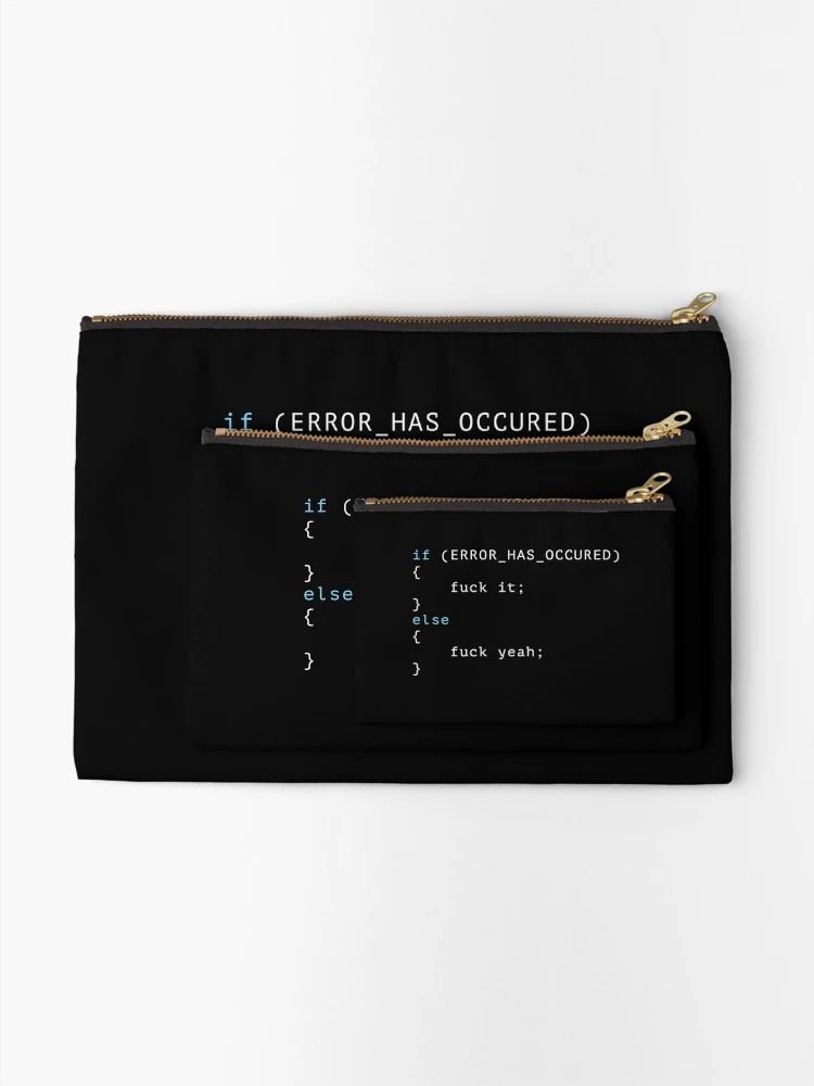 Thumbnail 2 of 4, Zipper Pouch, Programmer Error Code designed and sold by BeRudeShop.
