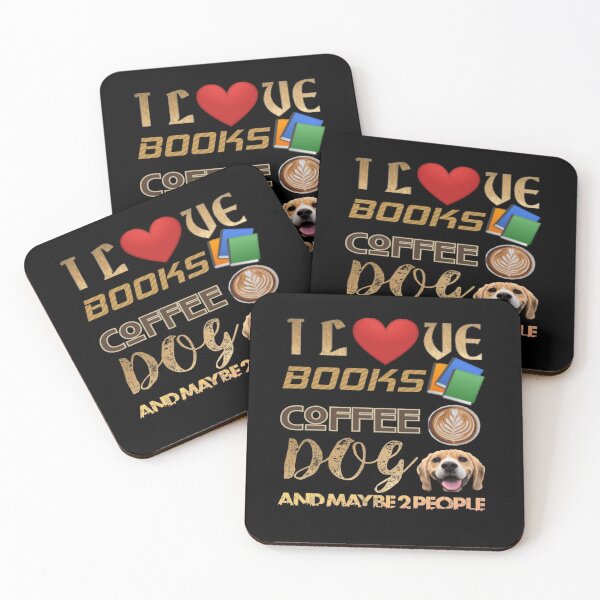 Item preview, I love books, coffee, dog, and maybe 2 people | with pattern  designed and sold by BEN-OKAL.