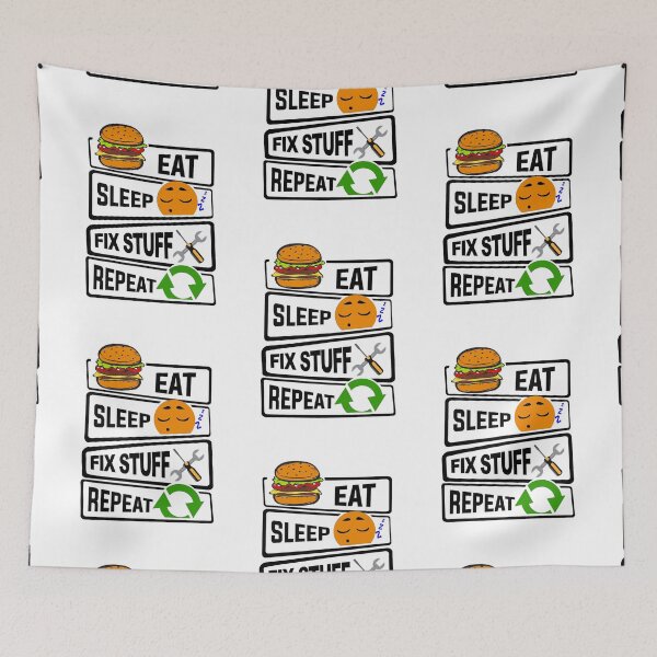 Item preview, Eat Sleep Fix Stuff Repeat Funny illustration Gift designed and sold by KO-Design.