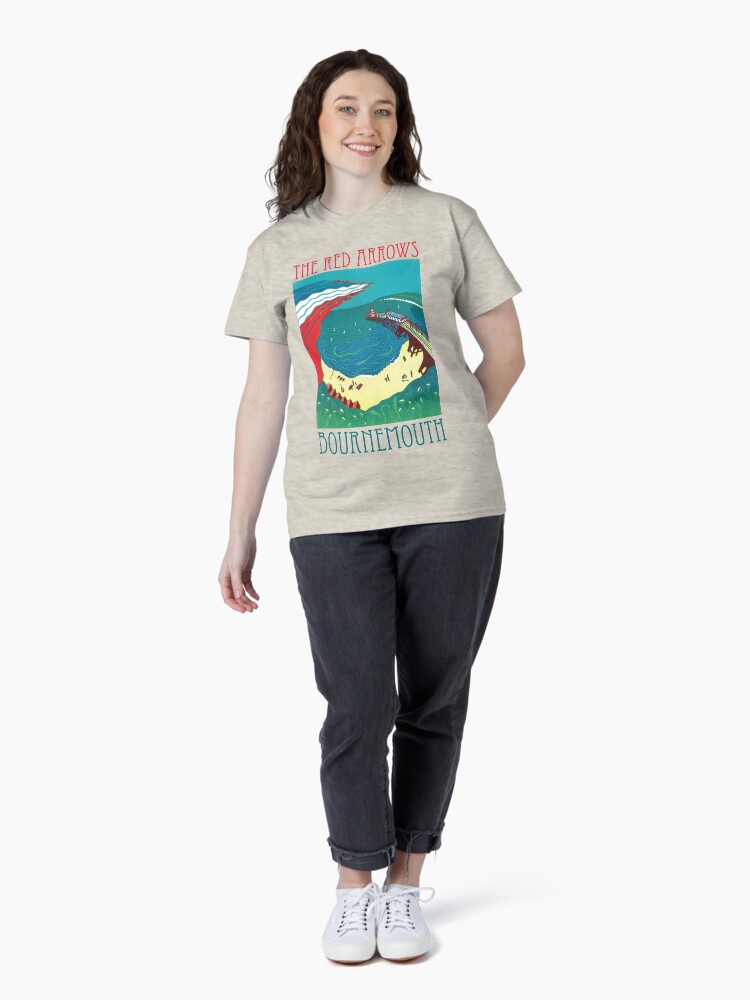 Thumbnail 4 of 7, Classic T-Shirt, Red Arrows, Bournemouth - Linocut by Francesca Whetnall designed and sold by Cecca-Designs.