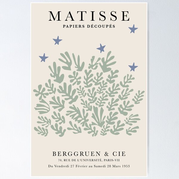 Item preview, Henri Matisse Flower. Paper Decoupes Art stars blue, Matisse Cutout's designed and sold by re-make-.