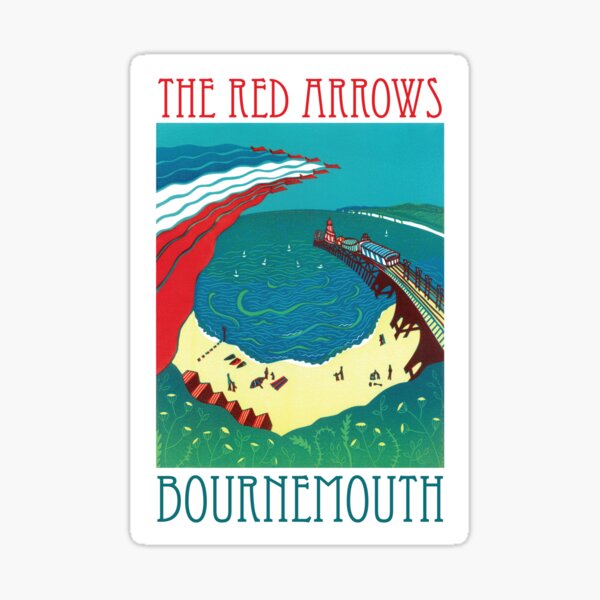Red Arrows, Bournemouth - Original Linocut by Francesca Whetnall Sticker