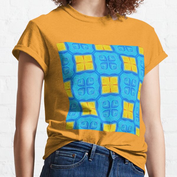 Yellow Blue DeepDream Pattern Classic T-Shirt
