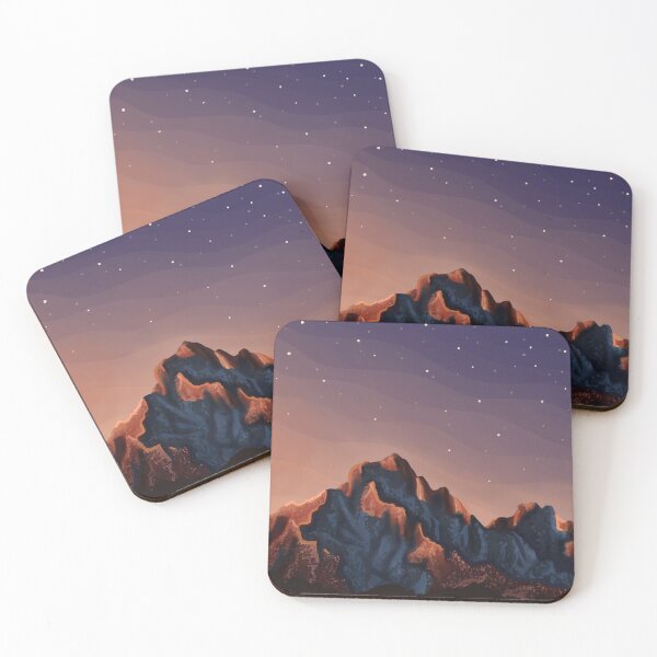 Item preview, Mountains Starry Night Sky Landscape Digital Illustration designed and sold by AlmightyClaire.