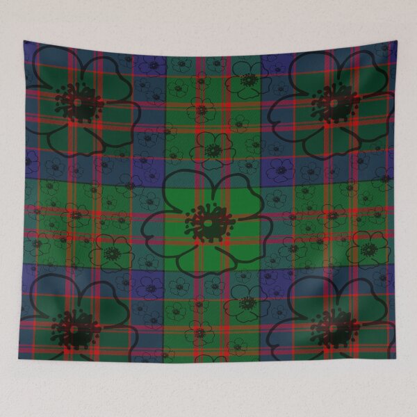 Item preview, Tartan Plaid with Black Flowers designed and sold by AlteredAtelier.