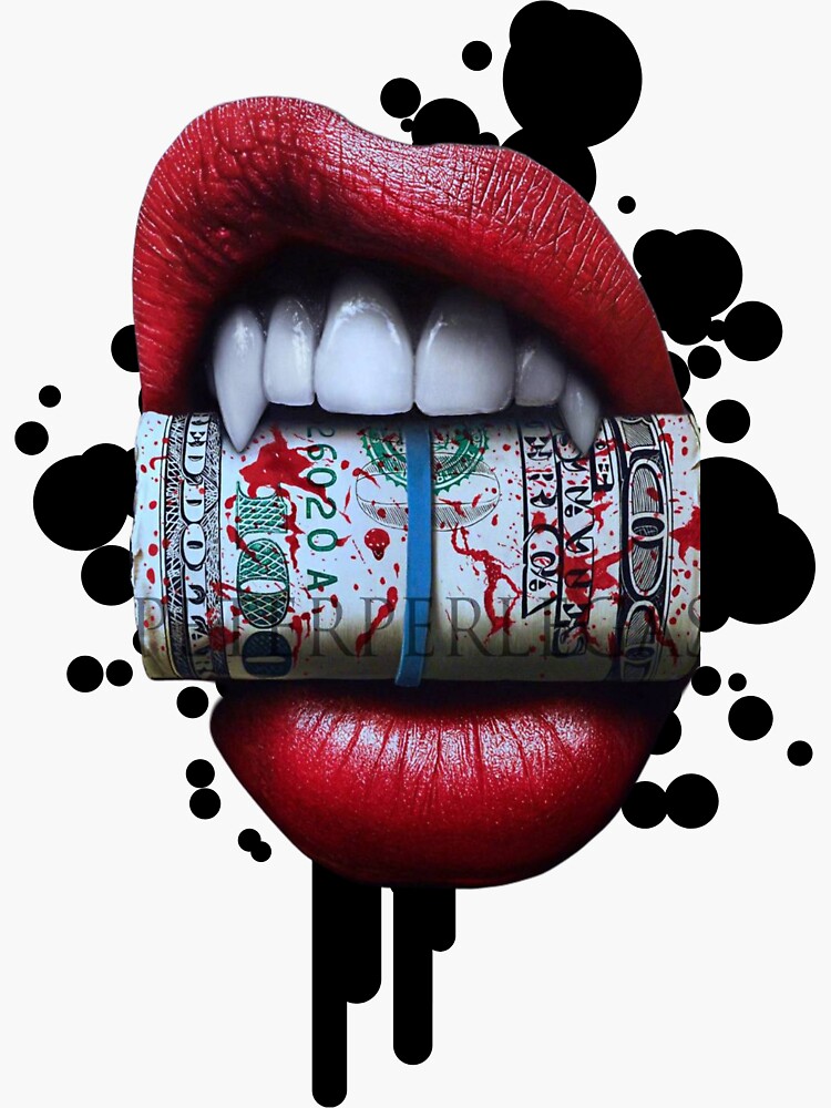 Lips Bite Money Drip Cash 100 Dollar Bill Sticker for Sale by ASideHustle