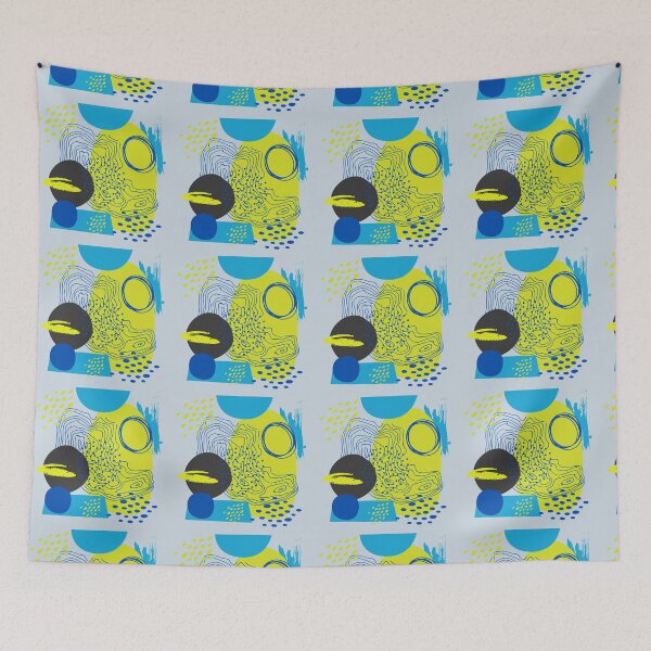 Item preview, Blue form Chaos abstract Japandi style 2021 designed and sold by dreamofdenim.