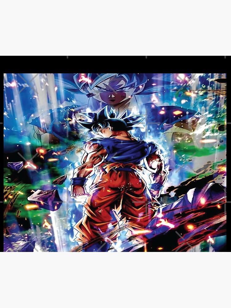 Plaid avec l'œuvre « Dragon Ball Super Son Goku ultra instinct fond d'écran  » de l'artiste Maystro-design