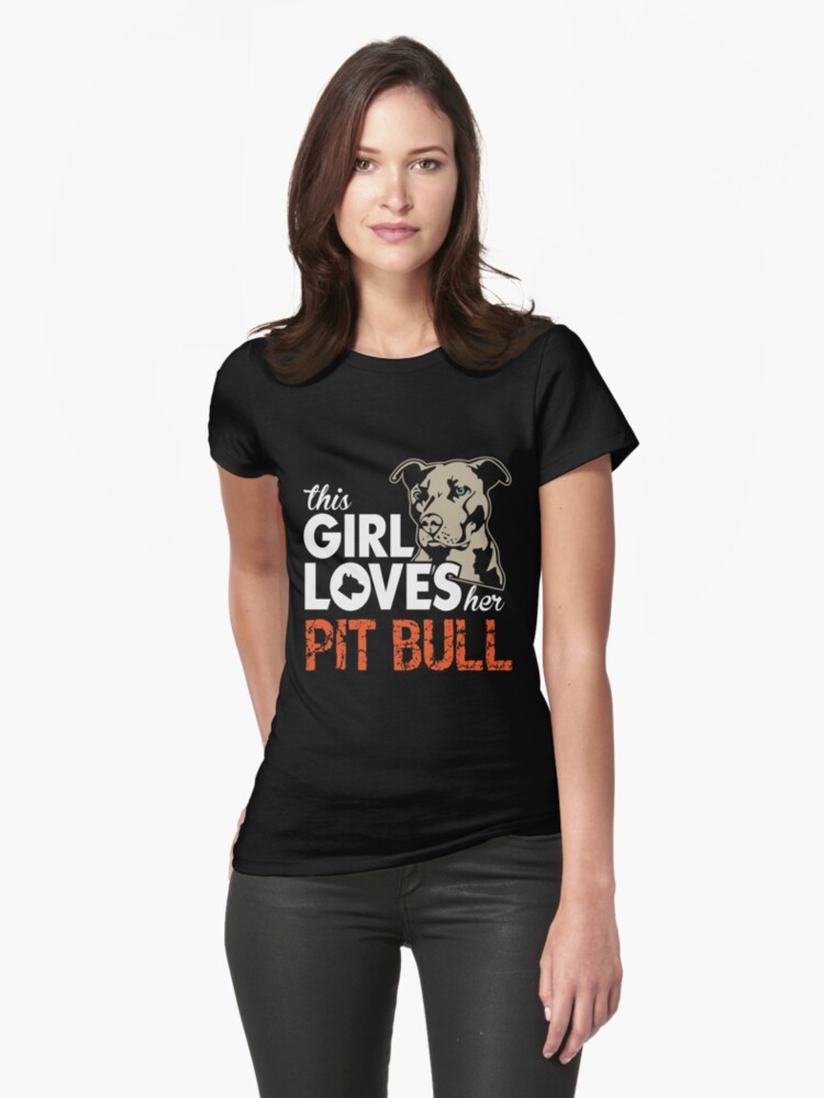 Thumbnail 1 of 3, Fitted T-Shirt, This Girl Loves Her Pit Bull T-Shirt designed and sold by wantneedlove.
