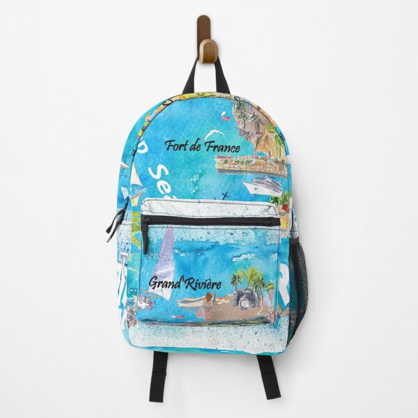Item preview, Martinique Antilles Illustrated Caribbean Travel Map with Highlights of West Indies Island Dream designed and sold by artshop77.