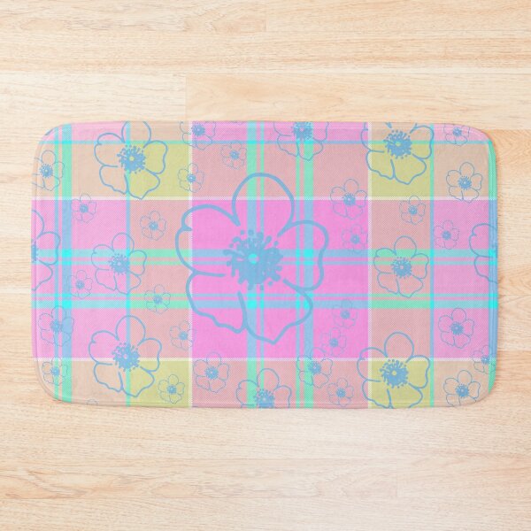 Item preview, Pink Tartan Plaid with Blue Flowers designed and sold by AlteredAtelier.