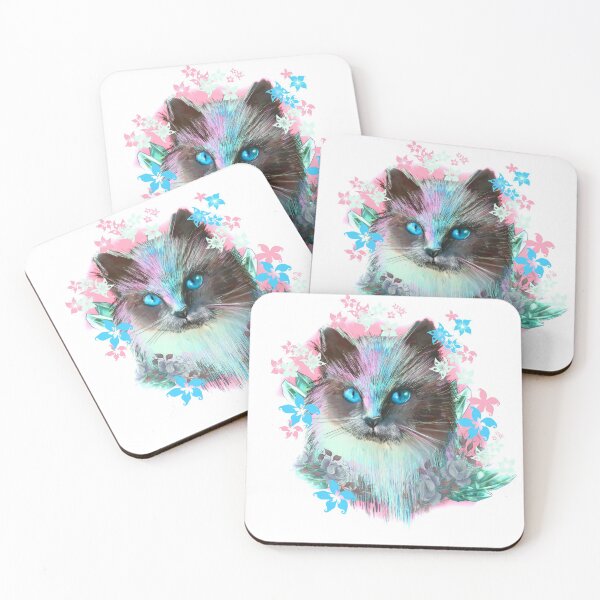 Item preview, Cat portrait Blue eyed - Spring FLowers designed and sold by goedesign.