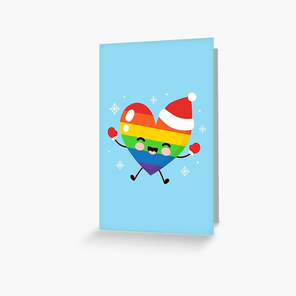 cute happy lgbt christmas hat gloves Greeting Card