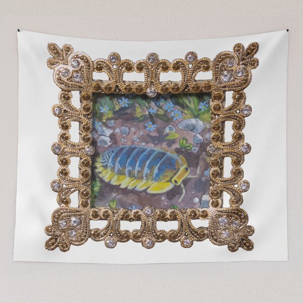 Item preview, Lemon Blue Isopod Framed Gouache Painting designed and sold by wedew3.